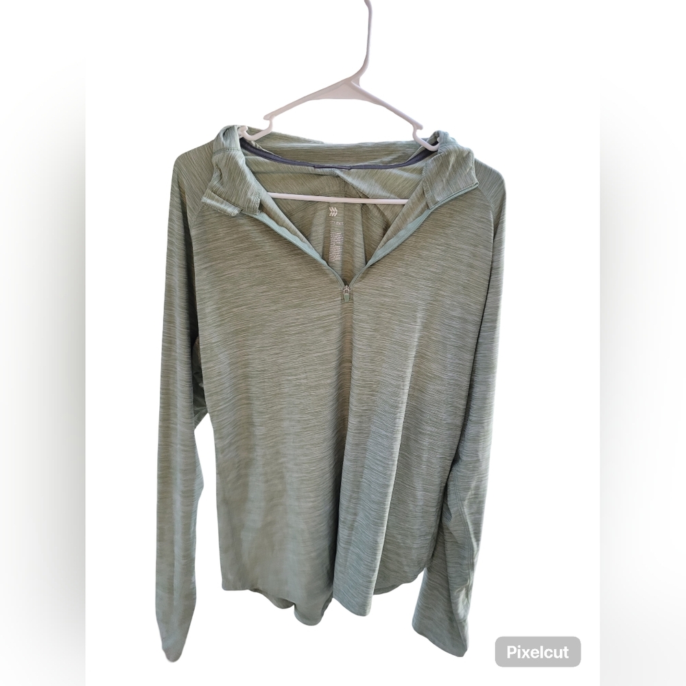 All In Motion Green Zip Pullover Shirt XL Recycled Polyester